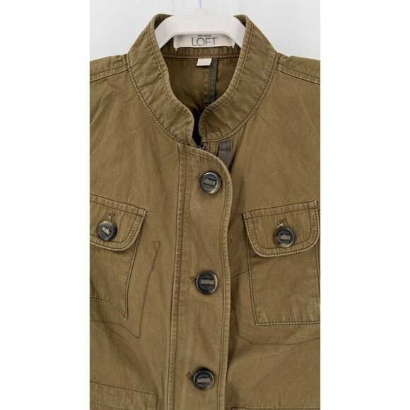 Anne Taylor Loft Olive Field Jacket Size S Women's Button Zip Drawstring Close - Picture 5 of 13